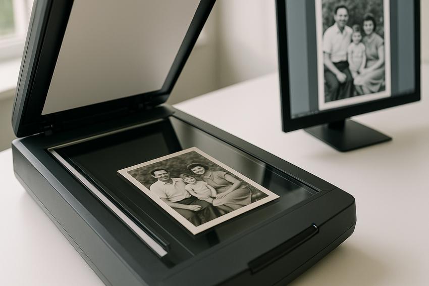 Comparison of different scanning resolutions showing how higher DPI captures more detail for photo restoration