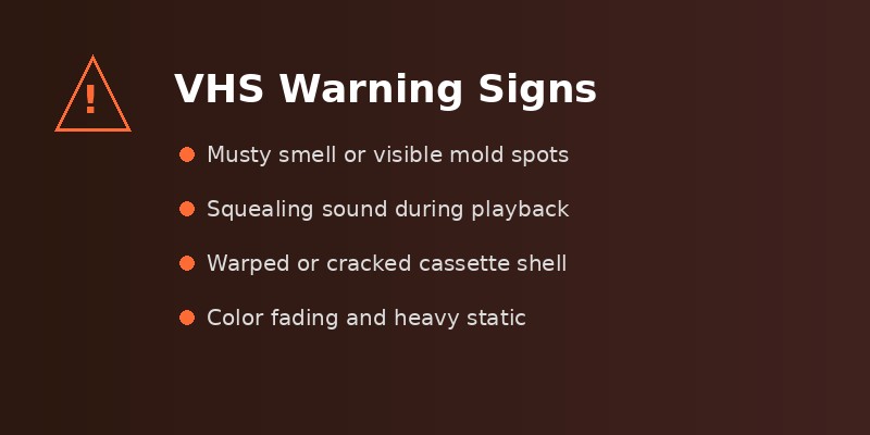 Warning signs that VHS tapes need urgent digitizing
