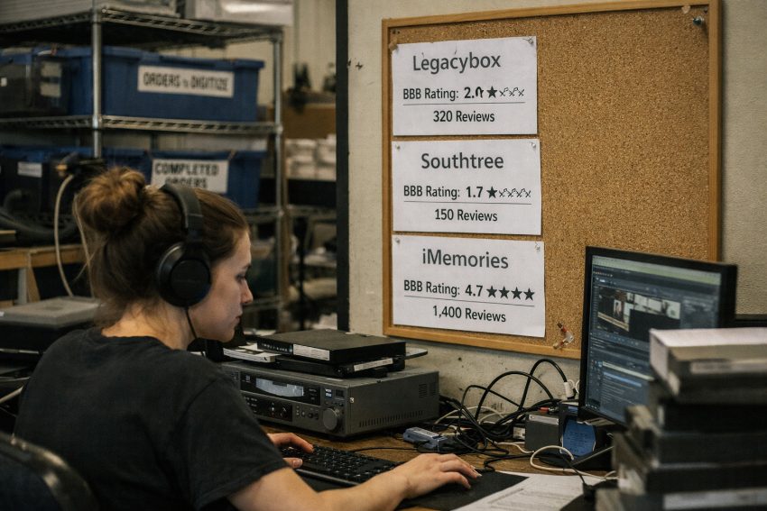 BBB customer review scores for Legacybox Southtree and iMemories digitizing services