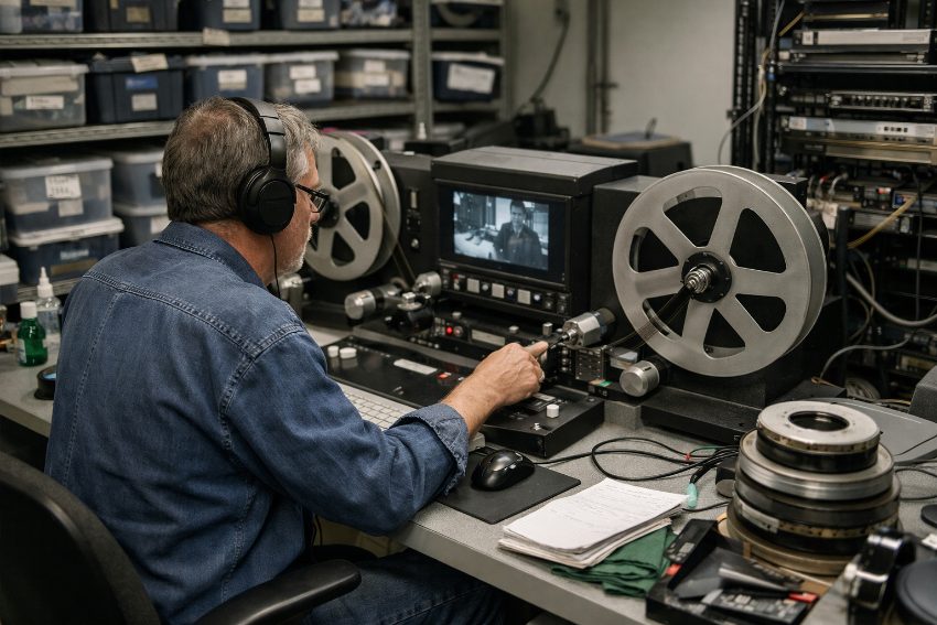 professional film scanner tape deck climate controlled preservation facility workstation