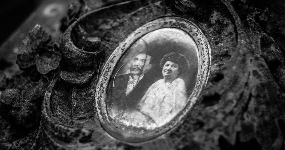 Old family photo in picture frame