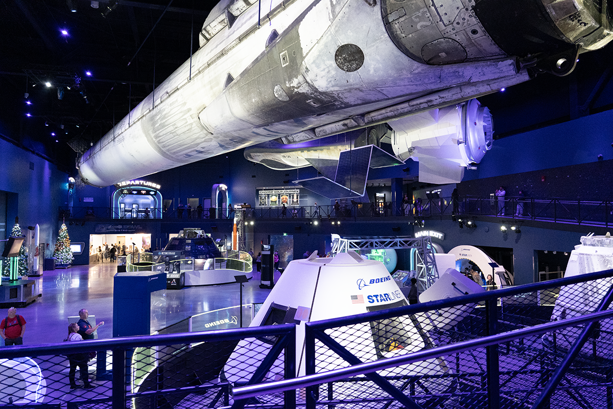 Restored vintage NASA space illustration on display at Kennedy Space Center