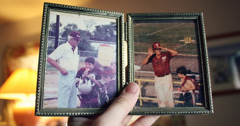 Family photos in picture frames