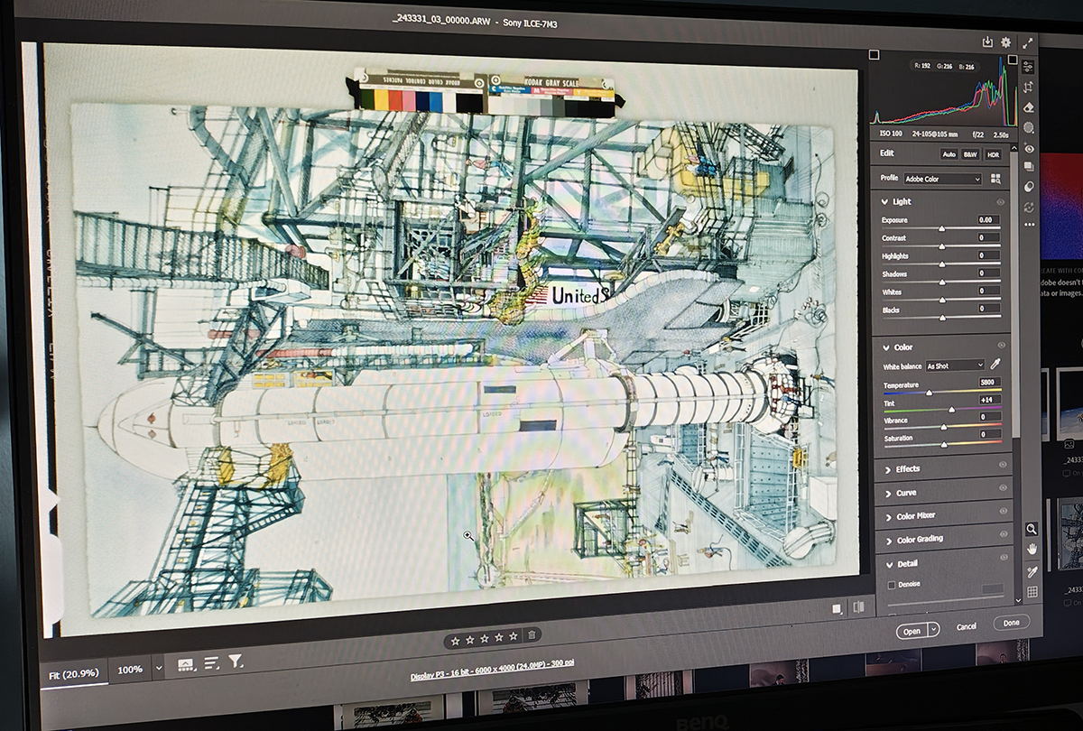 Monitor displaying captured transparency for real-time quality and color verification