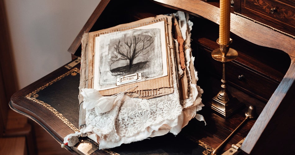 Old Torn Family Photo Album
