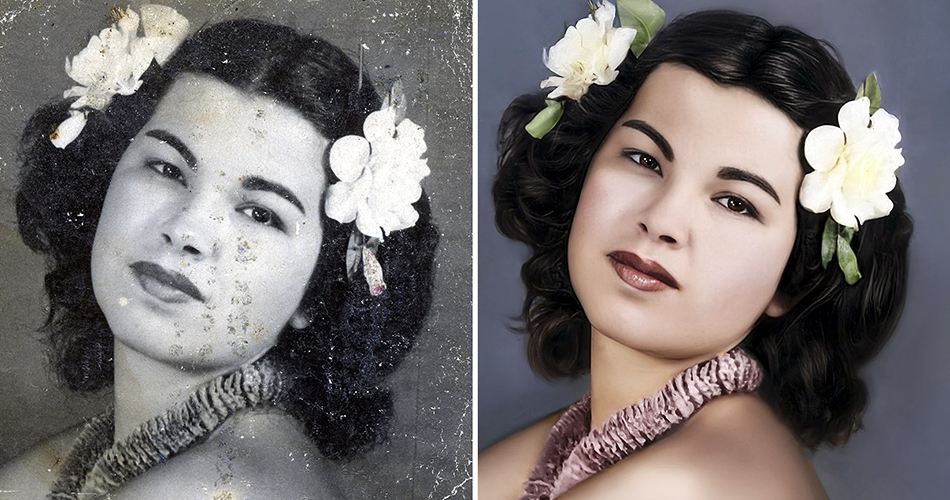 Before and After Photo Restoration done at Forever Studios