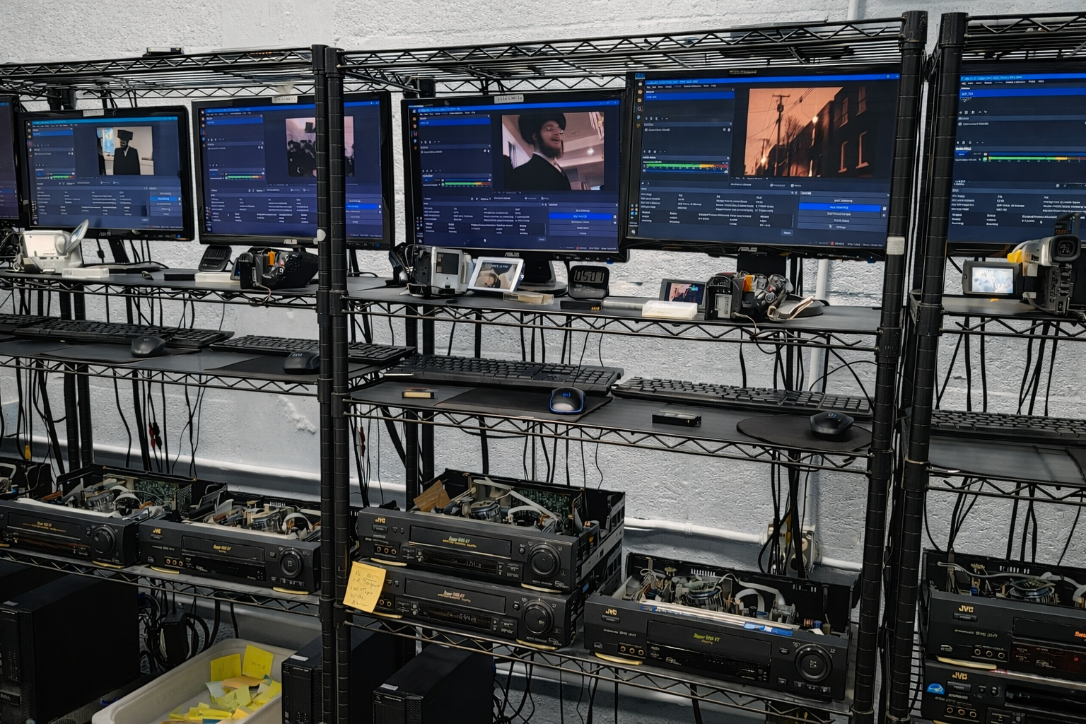 Professional video tape capture and digitizing equipment setup