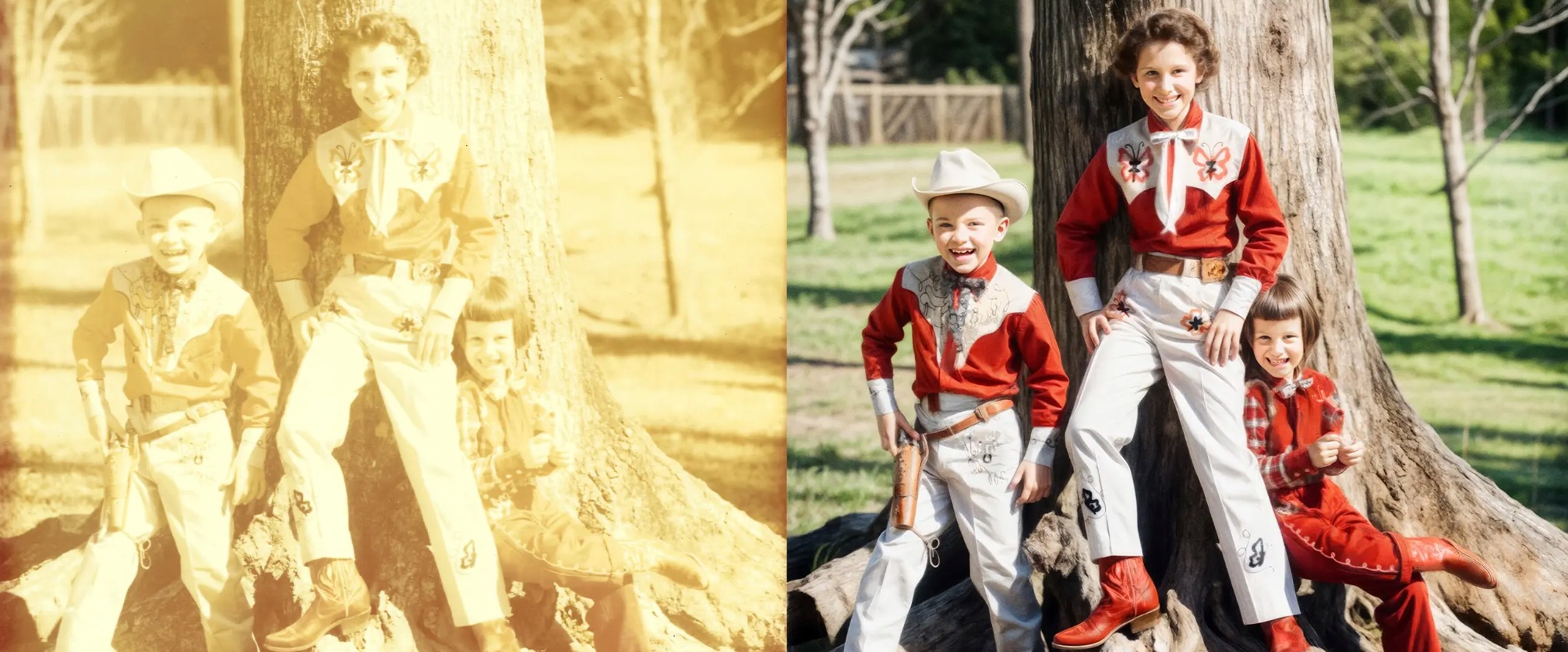 childhood photo restored and colorized