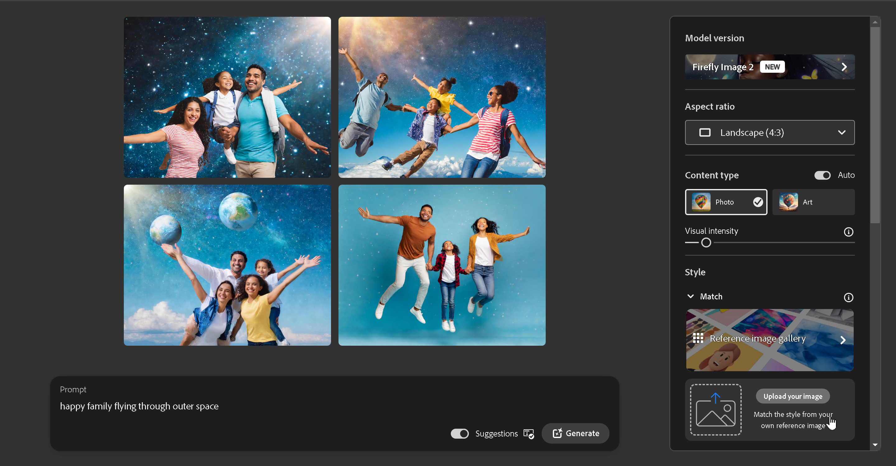 AI Generated Happy Family in Space